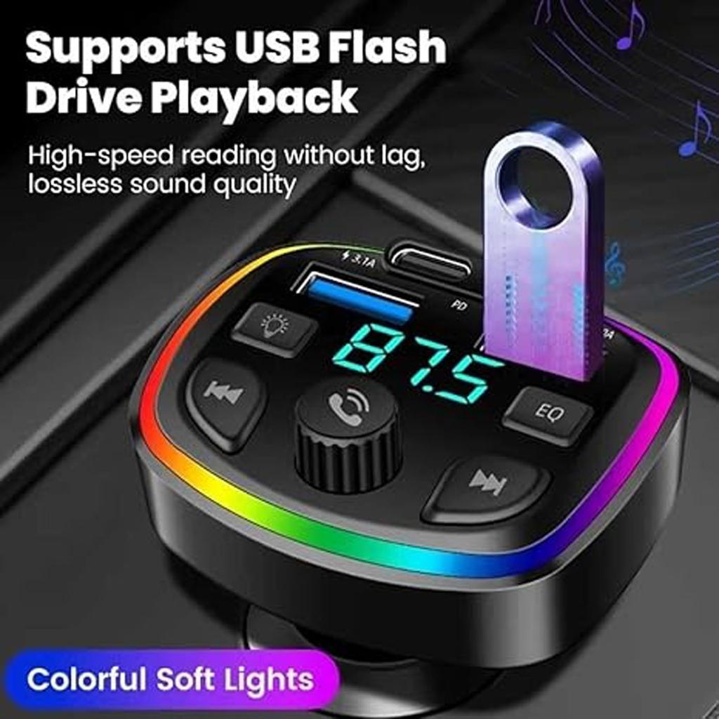 Car Charger,  Adapter 3.1A 2-In-1 Circular B-T MP3 Player For Most Vehicle Models  12-24V, Truck Accessories(C9)