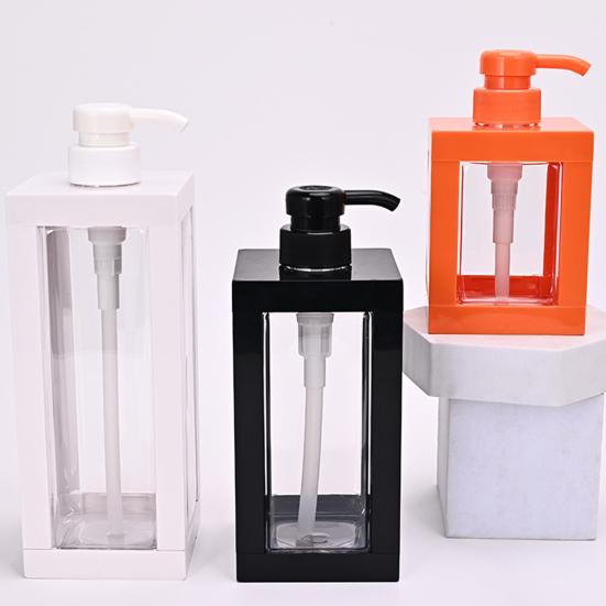 Pressed Lotion Bottles Square Shower Gel Dispensing Bottles Soapshower Gel Empty Storage Bottle for Bathroom