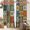 2pcs, 2D FLAT PRINTING Curtains (Without Rod) Mosaic Harmony Minimalist Holiday Curtains Versatile Durable Polyester Curtains