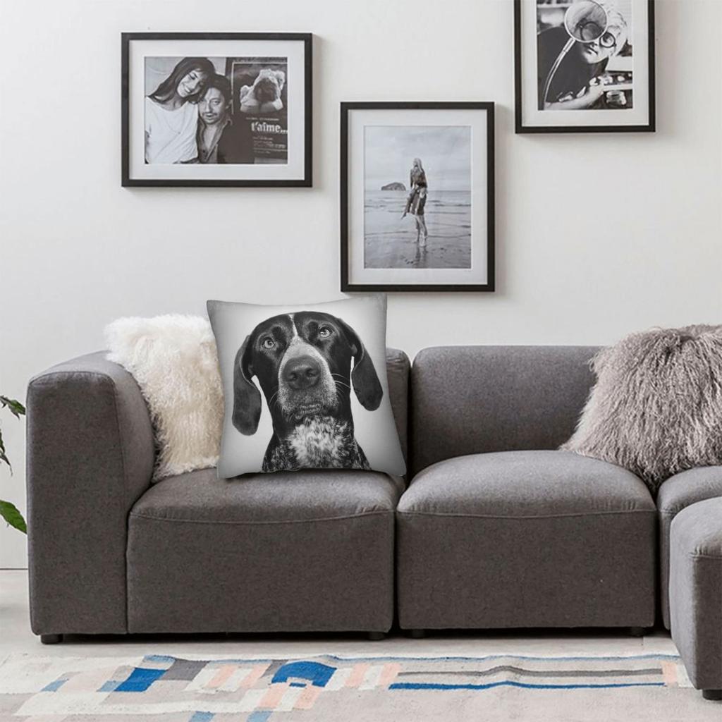 English Pointer Dog Vintage D50 Square Pillowcase Polyester Linen Velvet Pattern Decorative Pillow Case Bed Cushion Cover 18"