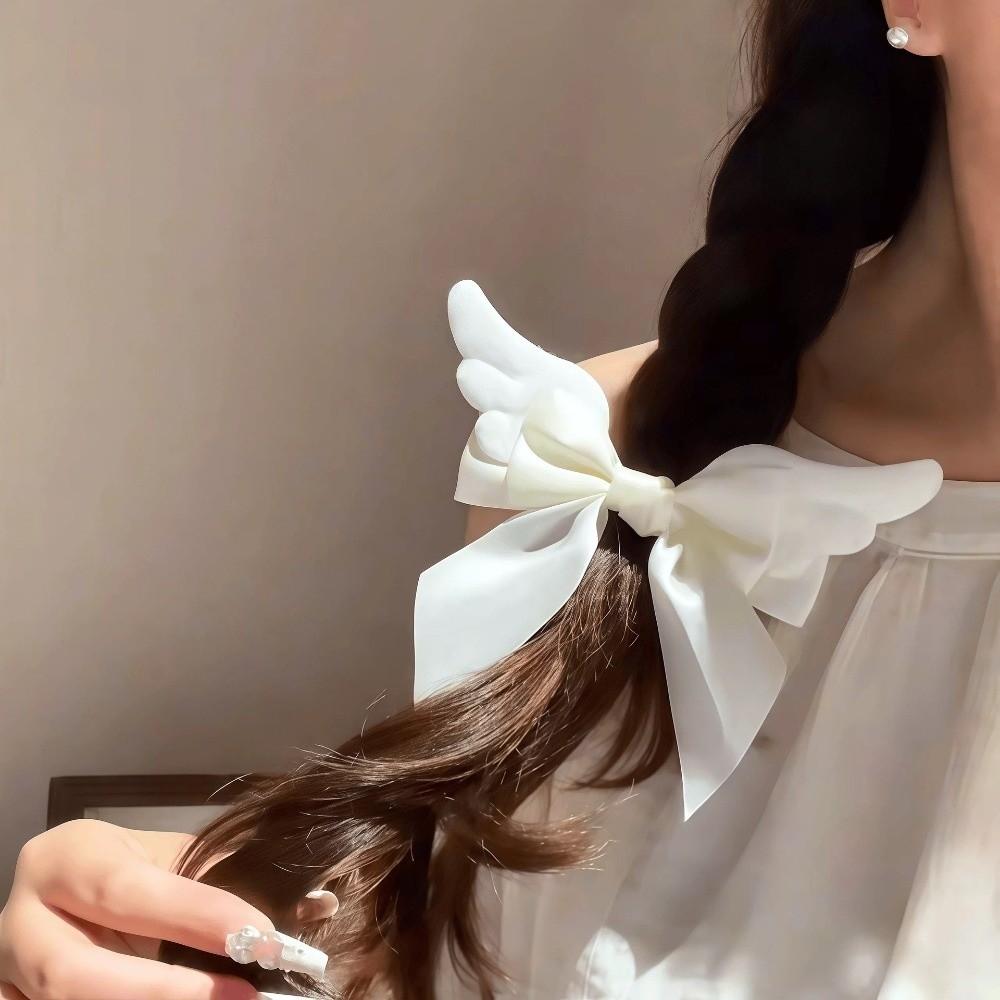 Plush Angel Wing Hair Clip Satin Ribbon Hair Barrette New Ribbon Hair Clip