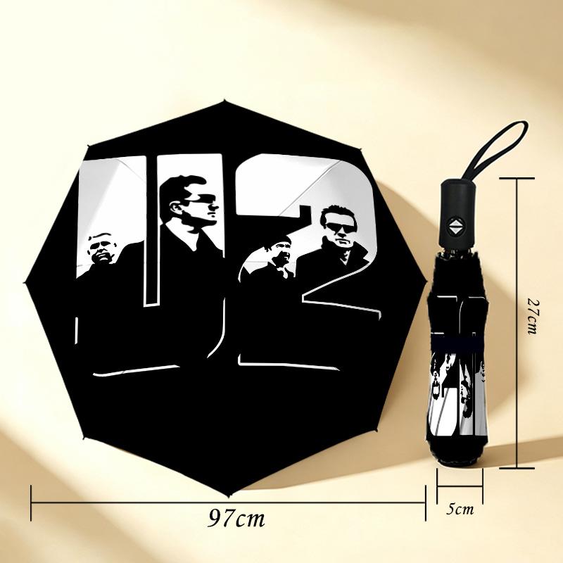 U2 Band 8 Ribs 3Fold Black Glue Uv Protection Umbrella Sun Protection Rainproof Compact Folding Umbrella For Travel Daily Use C924402