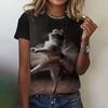 2025 Summer Women Fashion Trend Cute Cartoon Cat O-Neck Tops Tees Female Short Sleeve Clothing Ladies Vintage
