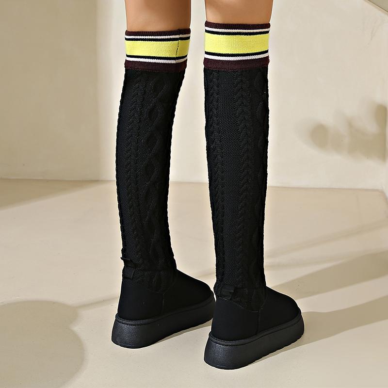 Модные женские сапоги выше колена, большой размер 44, толстые теплые, увеличивающие длину сапоги, до колена, толстая подошва, женская обувь, лодки
