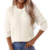 Женский витой свитер-пуловер, винтажный круглый вырез, длинный рукав, вязаный свитер