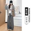 Plaid Straight Vertical Casual Pants Women's Autumn New Fat Mm Large Size Thin Pear-shaped Loose Wide-leg Pants