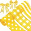 Charming Bee Festival Yellow Gingham Dot And Stripe Burlap Ribbon For Event Decoration And Gift Wrapping