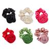 Korean Women Rose Elastic Hair Bands Hair Scrunchies Big Flower Satin Hair Rope Charm Horsetail Gentle Hair Accessories