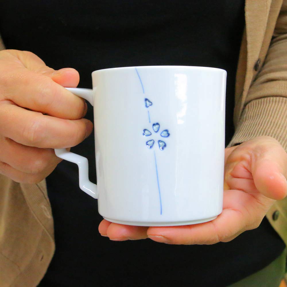 Кружка с резным цветком Arita Hasami Tanshin, разные пары цветов, узор в виде цветущей вишни, японская кружка Sankai Rhishi, посуда, посуда, печь для обжига, (синий),