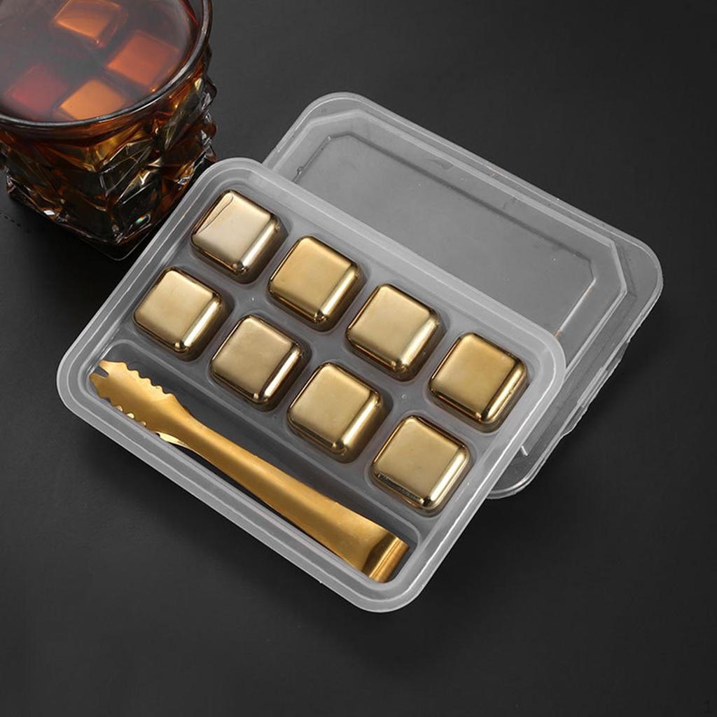 Набор кубиков для охлаждения напитков из нержавеющей стали премиум-класса с подносом — идеально подходит для виски, коктейлей и