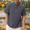 Men's Linen Shirts Short Sleeve Button Up Turn Down Collar Casual Summer Home Daily Shirts