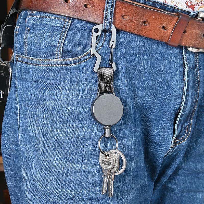 1PC Retractable Stainless Steel Silver Pull Ring Key Chain Recoil Key Ring Wire Rope Anti-lost Key Chain