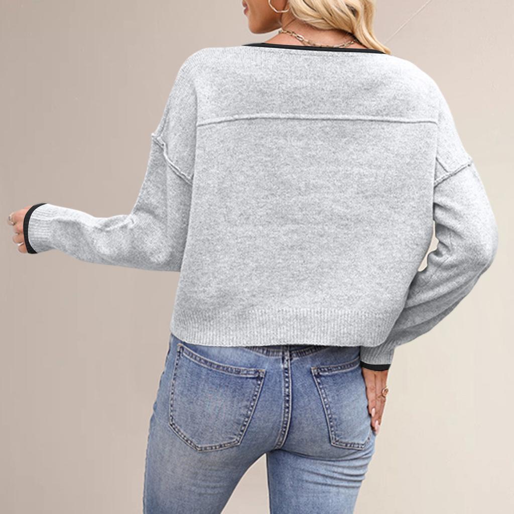 Женский модный повседневный пуловер с круглым вырезом, колор-блоком, свободного кроя, на все случаи жизни