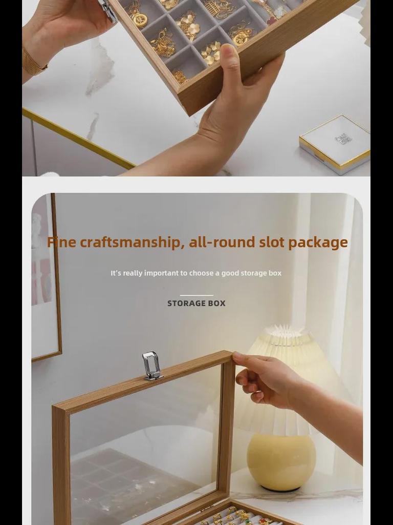 Transparent Dustproof Velvet Jewelry Box for Earrings, Bracelets, and Necklaces