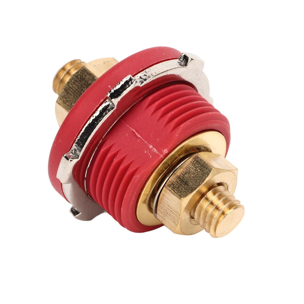 38in Thru Panel Battery Terminal 250A Zinc Alloy Brass Universal for Car RV Boat Yacht Red