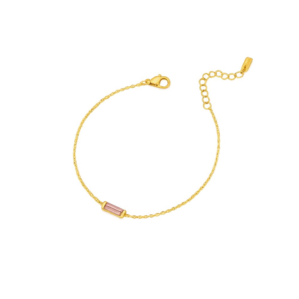 Sparkling Gold Plated Bracelet Square Zircon Minimalist Bracelet Trendy Birthstone Bracelet Daily