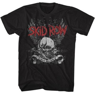 Черная унисекс футболка для взрослых Skid Row Череп и Крылья