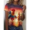 New Funny Roosters 3d Print T Shirt For Women Daily Top Tee Cartoon Animal Cat Women's T-Shirt Casual Fashion Short Sleeve