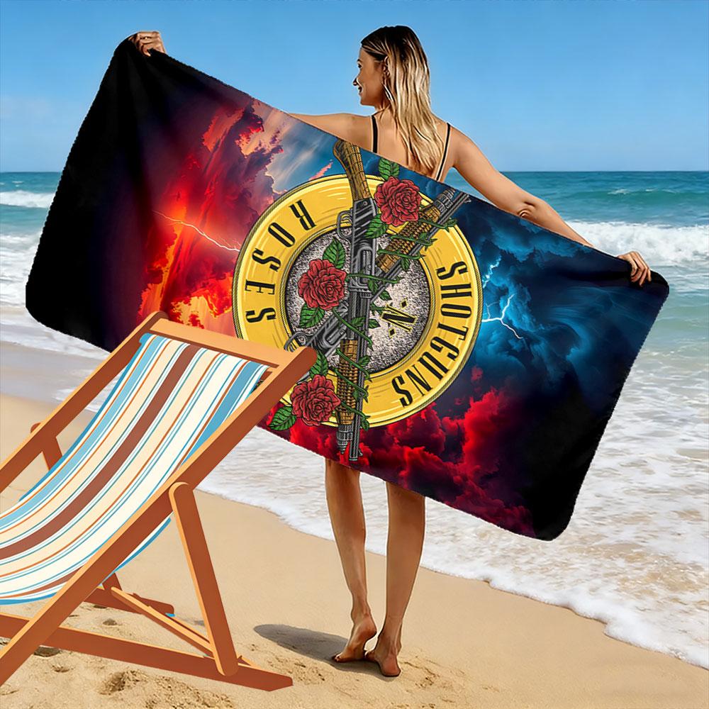 Shotguns and Roses Print Towel A must-have beach towel for beach travel