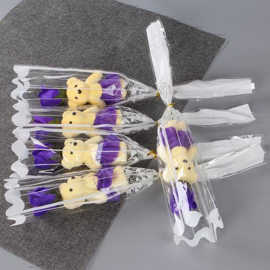 Букет из роз на День святого Валентина с мишкой Одиночная мыльная роза с плюшевым мишкой Искусственный букет роз Подарки на свадьбы, юбилеи