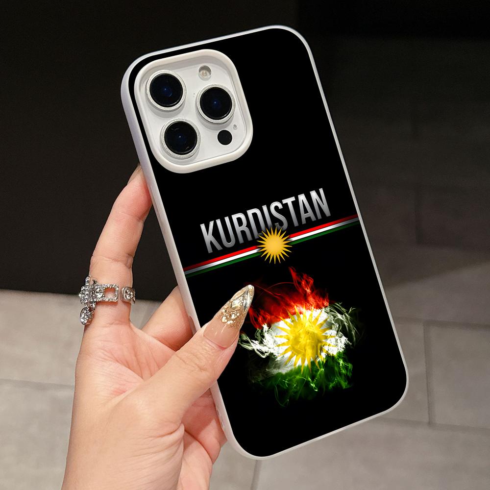 Kurdistan Flag Jelly Double layer White Mobile Phone Case for iPhone 17 16 15 14 13 12 11 Air Pro Max Plus Protective