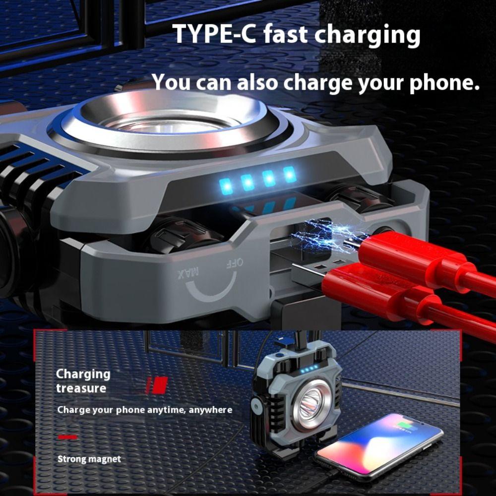 5000mAh Battery Mini Magnetic Working Light Waterproof Rechargeable Camping Torch Floodlight Strong LED Stepless Dimming