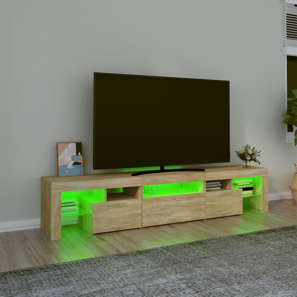 Vidaxl Szafka Pod Tv Z Oświetleniem Led, Dąb Sonoma 200X36,5X40 Cm