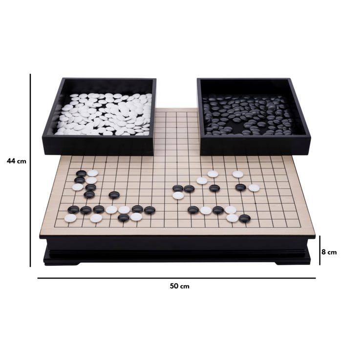 Jeu de Go en bois - ENGELHART - Goban Bois Grand Format 19x19 50x44x8 cm - 361 pierres 21 mm - Tiroirs intégrés
