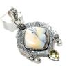 Natural Dendrite Opal, Citrine 925 Sterling Silver Jewelry Pendant 2.56" D1g03