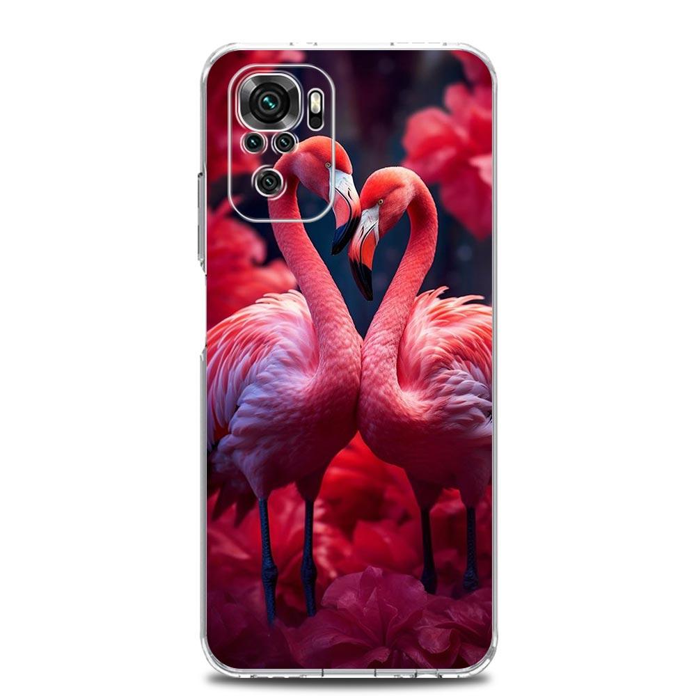 Чехол для телефона для Xiaomi Redmi Note 13 12 5G 9S 9 8 10 11 Pro Plus 4G 9T 13C 12C 10C 9C 9A 7 Прозрачный чехол милые Розовые Фламинго лист