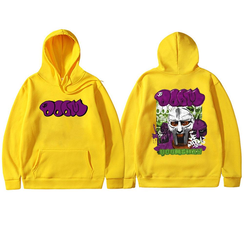 Rapper Mf Doom Madlib Madvillain Doomsday Double Sided Graphic Hoodie Male Hip Hop Pullover Hoodies Men Women Casual Sweatshirt