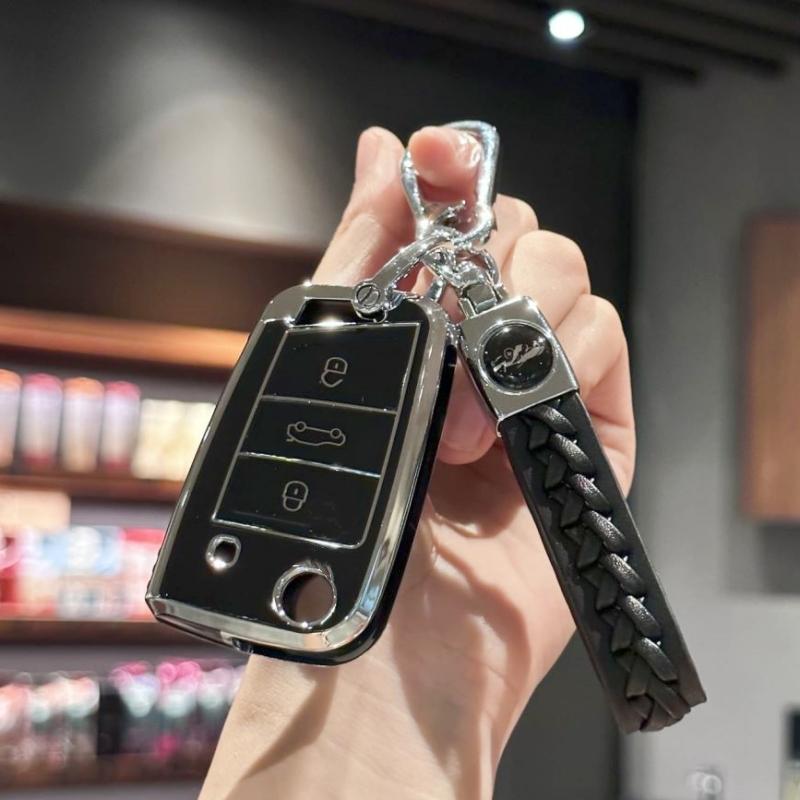 Чехол для женского брелока с брелком для VW Volkswagen Golf 7 MK7 Tiguan MK2 для SEAT Ateca Leon FR 2 Ibiza для Skoda Octavia, розовый