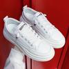 Women's White Shoes Spring and Summer New Leather Board Shoes Platform Breathable Sports Shoes Korean Version Outdoor Fashion Travel Shoes Women