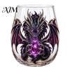 Fantasy Themed Drinking Cups Mythic Dragon Glass Art Cup, 3D Sculpted with Crystal Ball, Bar Display Collection Items 400ml Whiskey Tumbler