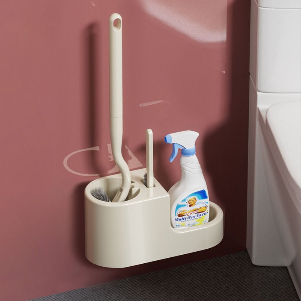 Wall Mounted Toilet Brush Set Durable Toilet Scrubber No Dead Corners Cleaning Brush Bathroom
