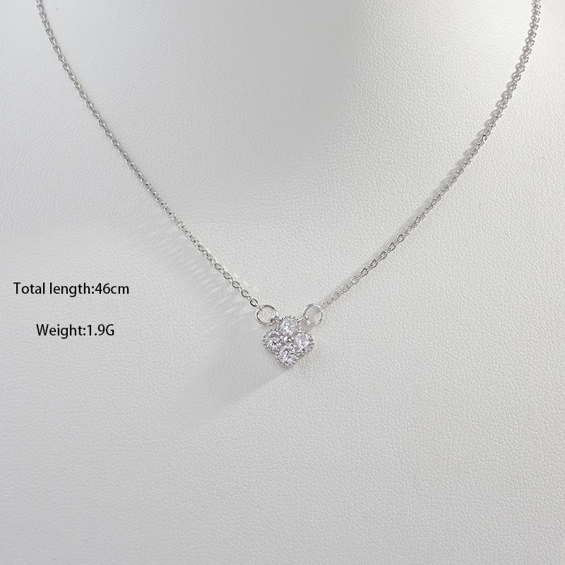 S925 Silver Zircon Four-Leaf Clover Petal Patter Pendant Necklaces For Women Delicate Wedding Jewelry SL31