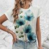 Летние футболки с 3D-принтом с цветочным принтом для женщин, повседневная мода Y2k, элегантные футболки с коротким рукавом, футболки с круглым вырезом, топы, одежда