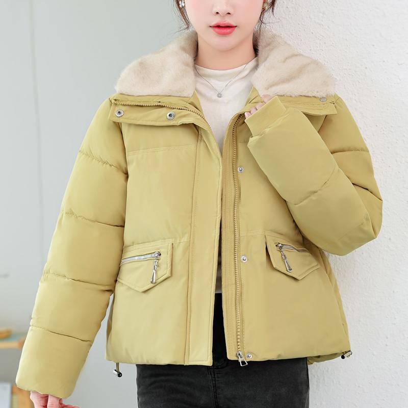 Fashion Women's Winter Jackets Faux Fur Collar Casual Thick Short Parkas Female Warm Coat