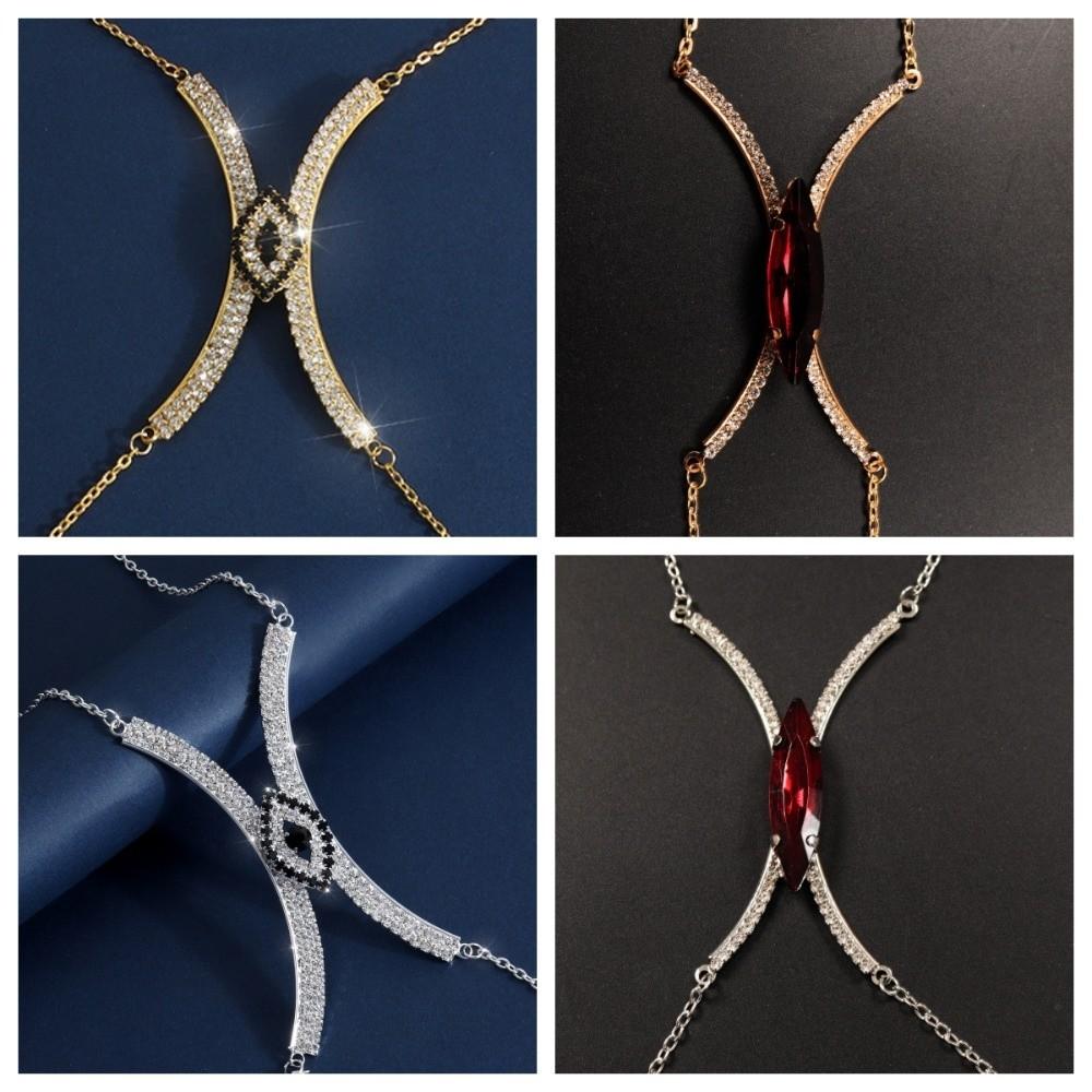 Rhinestone Bra Chest Chain Red Crystal Breast Chain Trendy Chest Support Body Chain Low-cut Dress