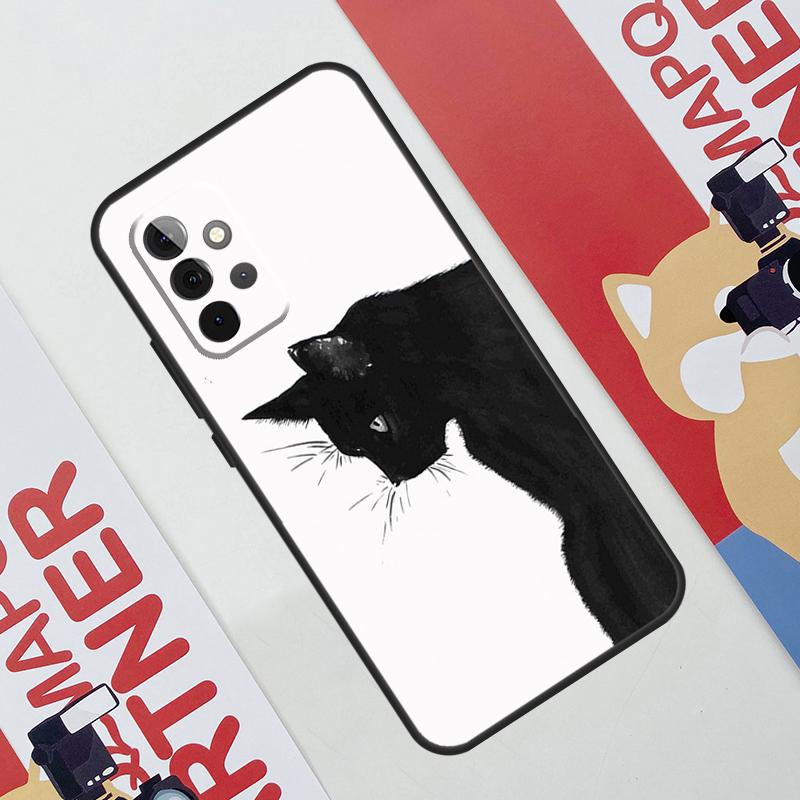 Черный Кошачий Мордочка Китти Чехол Для Samsung Galaxy A52 A32 A12 A56 A36 A16 A13 A23 A33 A53 A54 A34 A14 A15 A35 A55 A17