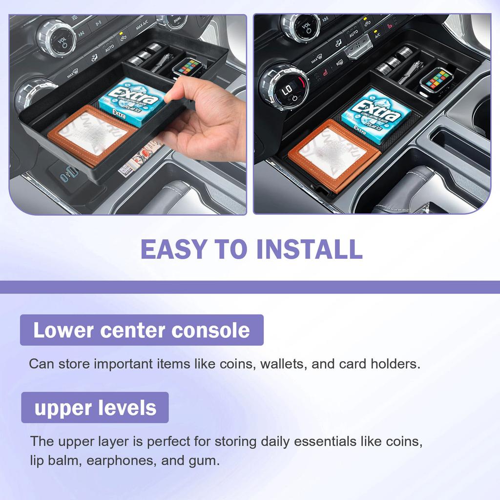 Бокс для хранения в передней центральной консоли для Ford F150 2025-2025 и F150 Lightning XLT 2025-2025, органайзер для средней консоли, лоток для рычага переключения передач