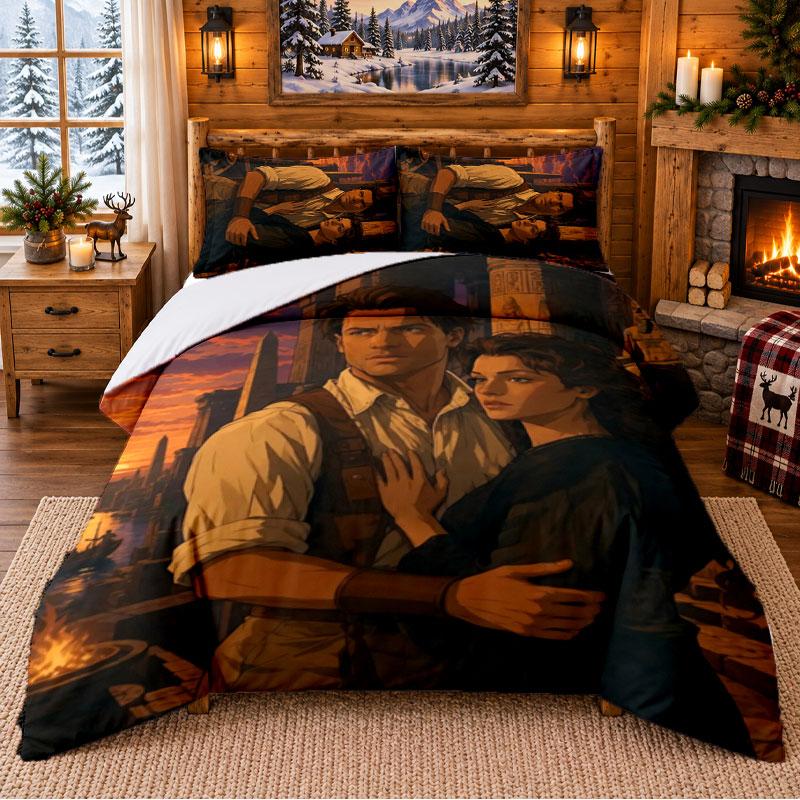 The Mummy Pattern Bedding 3Pcs Set Bed Sheet And Pillowcases For Indoor Bedroom