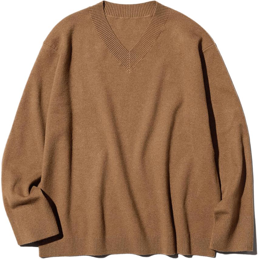 Uniqlo Свободный свитер с V-образным вырезом, простой, универсальный, женский свитер 486320-35