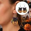 Забавные серьги для Хэллоуина, Черная кошка, Тыква, Подвесные серьги, Милые мультяшные животные, Серьги-капли, Праздничные аксессуары для женщин и девочек, Оригинальные праздничные