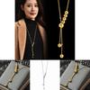 Elegant Long Geometric Titanium Steel Necklace For Women With Stylish Tassel Design