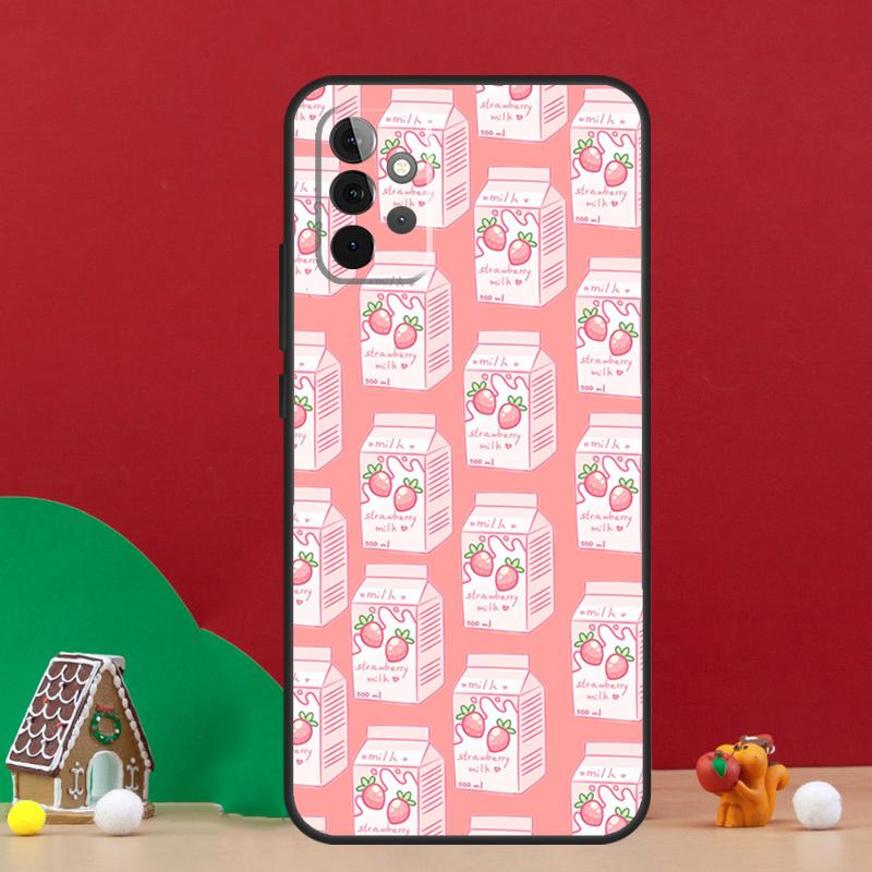 Милый кейс 'Клубничное молоко' для Samsung Galaxy A56 A33 A13 A36 A23 A52 A32 A12 A54 A34 A14 A16 A53 A15 A35 A55 A17