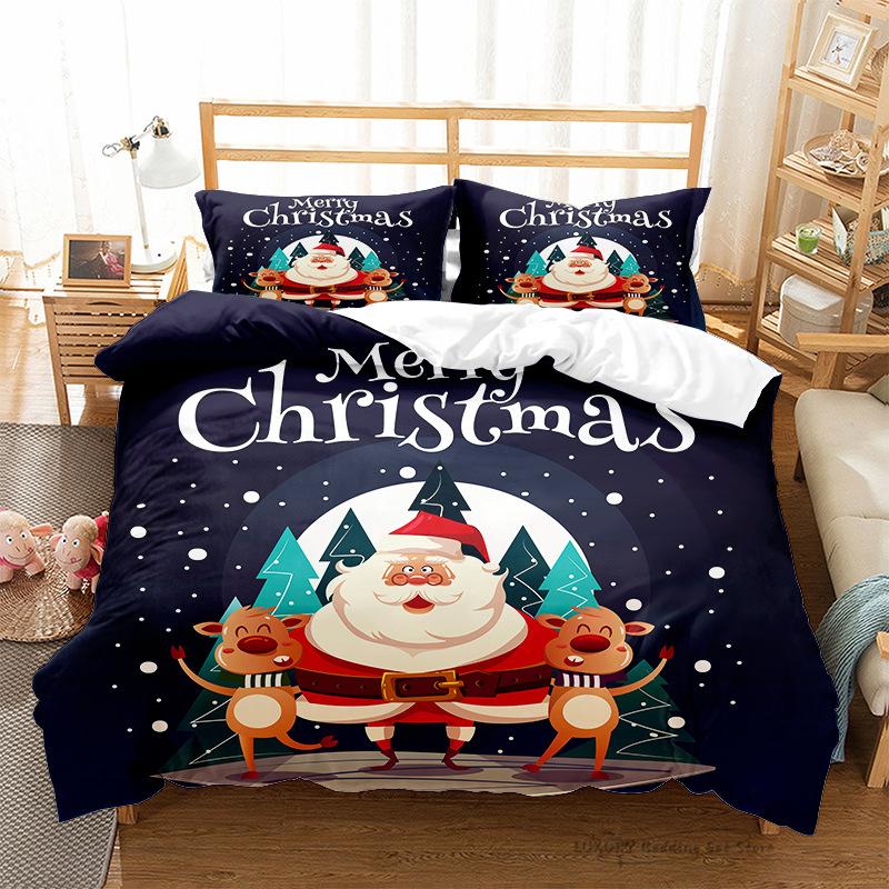 Пододеяльник из 3 предметов, рождественская серия, Снеговик, красная шапка, подарочный принт, праздничный комплект постельного белья для детей и взрослых, одинарный, двойной, королева, 220x240