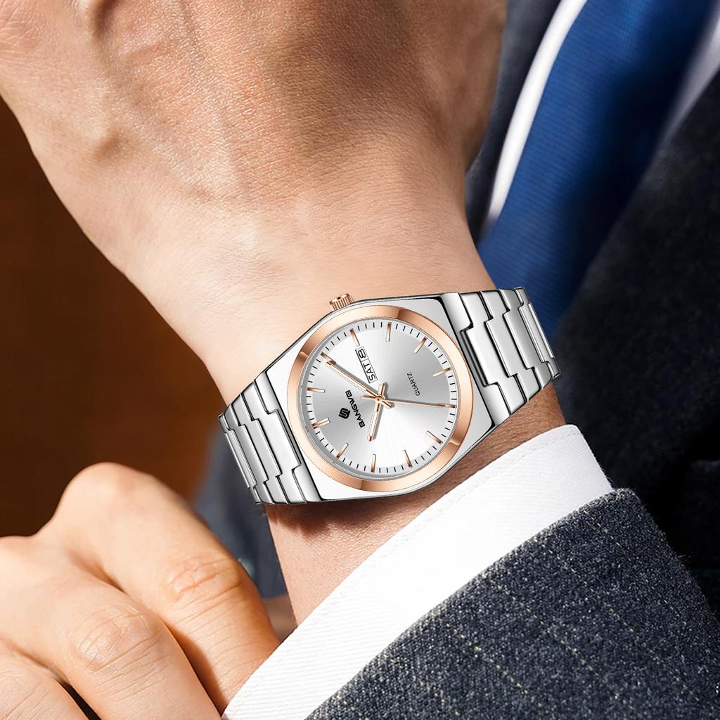 Bangwei Ultra Thin Quartz Watch Men Women Minimalist Style Waterproof Luminous Wristwatch Comfortable Strap Daily Office Gift