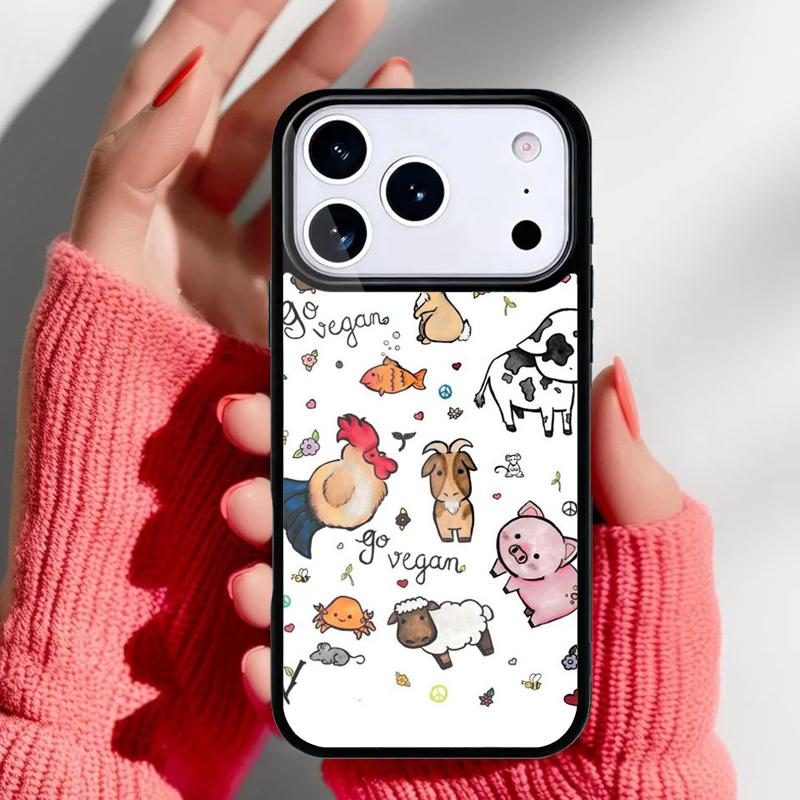 Love Animal Vegan Quotes soft Phone Case for iPhone 17 16 15 14 13 Pro Max Back Cover for 12 11 Pro Coque
