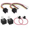 12 Volt 40A 5Pin Heavy-duty Impact Relay & Socket & Fuse-Holders Kit For Cars